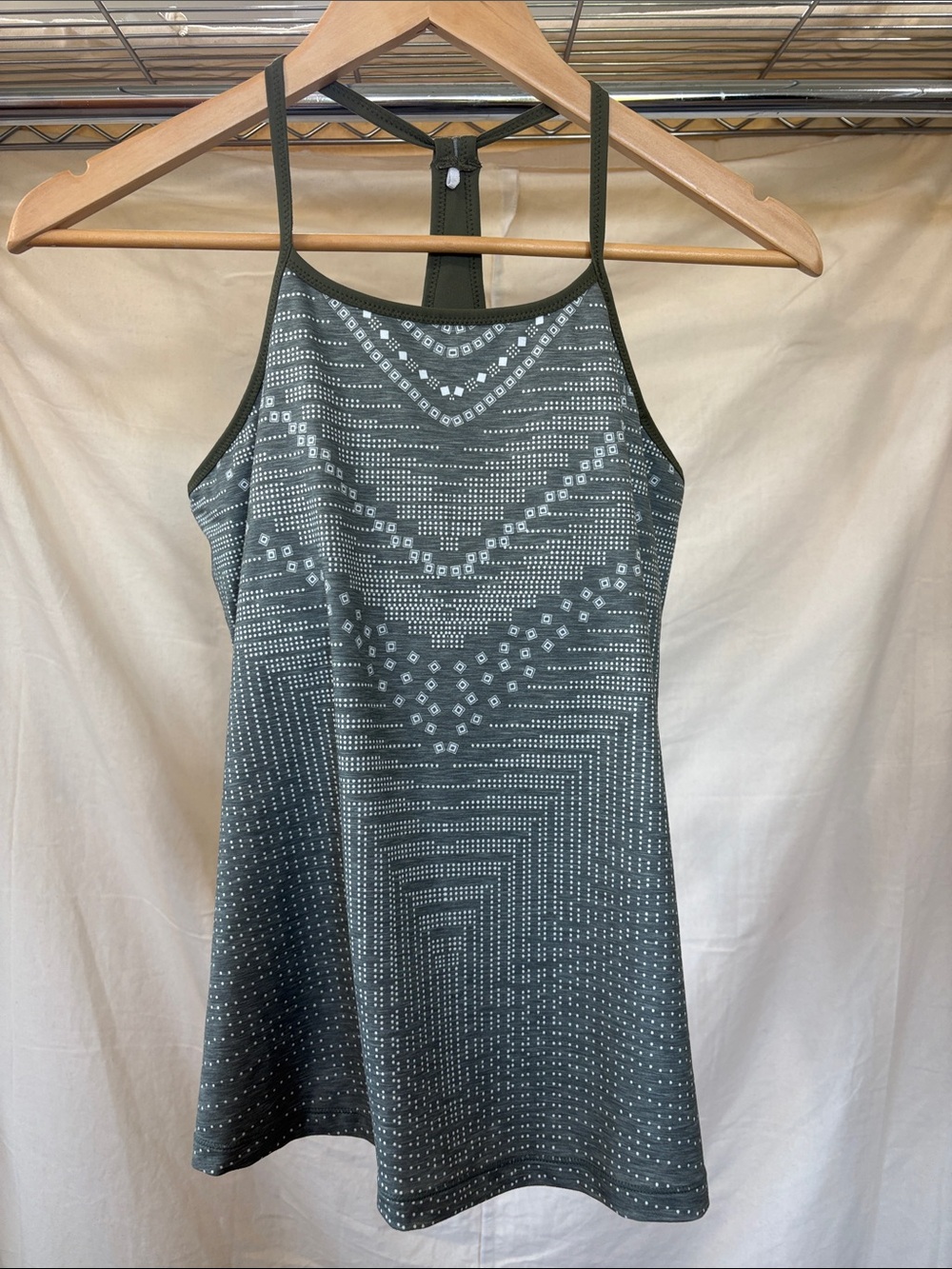 Prana Olive Green Geo Print Racerback Tank